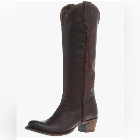 Lane‎ Plain Jane cognac western whipstitch cowgirl cowboy knee hi Boots size 9.5 - Picture 4 of 16